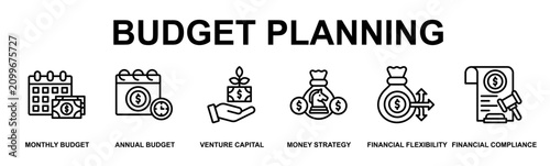 Obraz na plátně Budget Planning Banner Web Outline Icon Vector Illustration Concept for Business