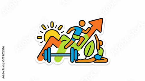 Dynamic graphic illustrating a healthy lifestyle with fitness and growth