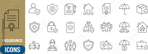 Obraz na plátne Insurance policy protection service icons