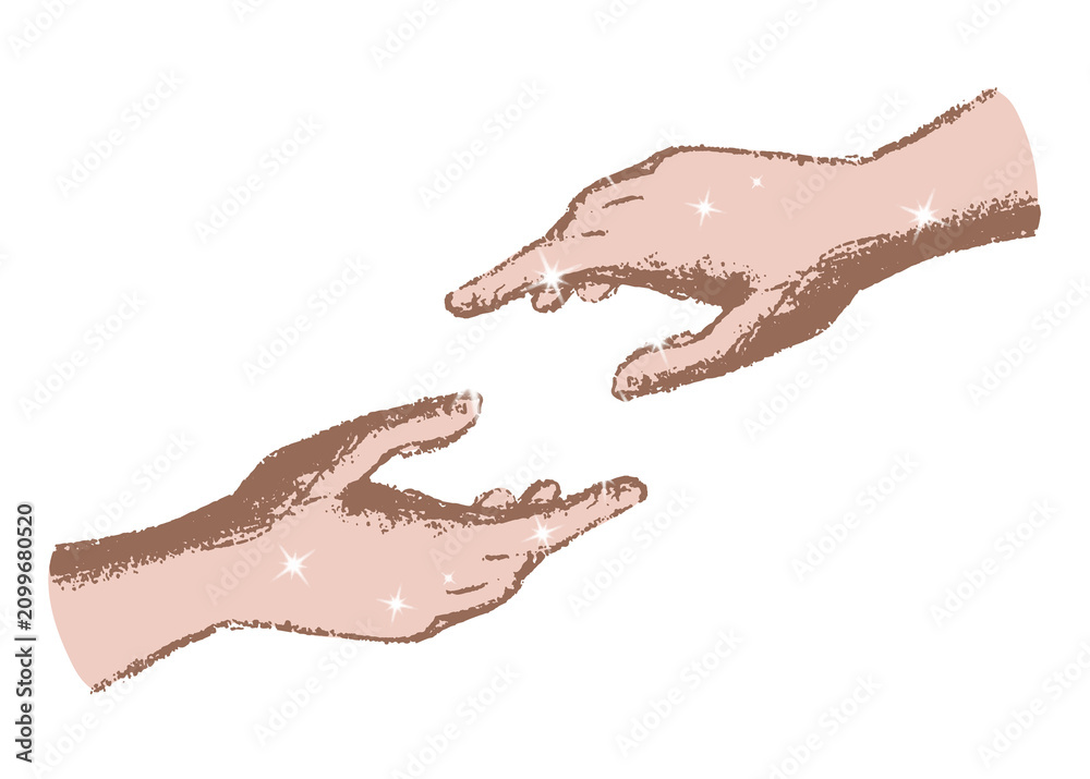 Fototapeta premium Helping hands png sticker, friendship sparkly aesthetic illustration, transparent background