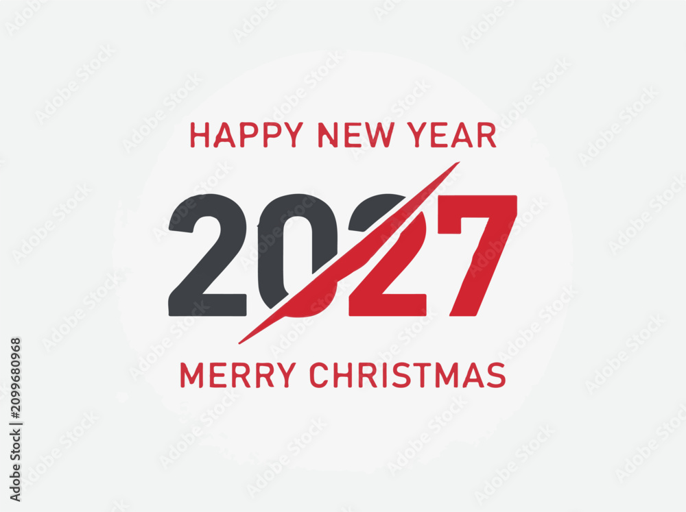 Fototapeta premium 2027 new year and christmas graphic design modern festive typography