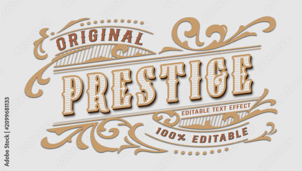 Obraz premium Vintage Prestige Text Effect Design with Editable Elements