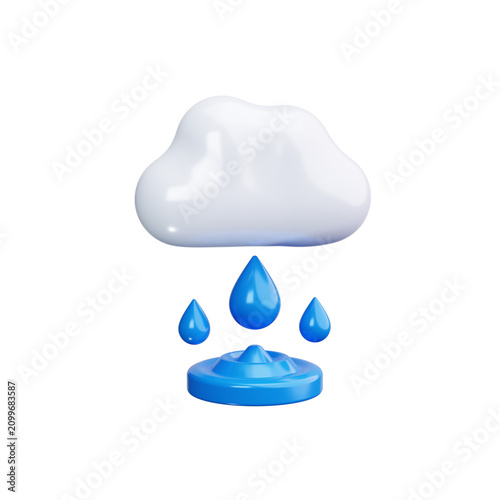 raindrops 3d render icons