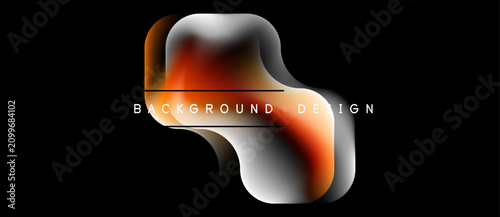 Abstract fluid shapes, orange gradients, white highlights over black backgrou...