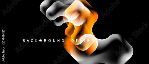 Abstract fluid shapes, orange hues blend with white. Dynamic composition over...