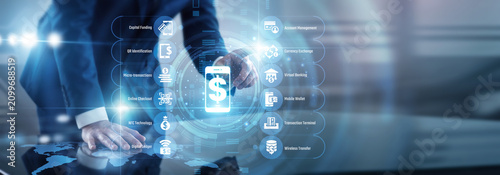 Canvas Print Treasurer point of Digital Payment cashless transactions and mobile billing concept processing global electronic transfers seamlessly
