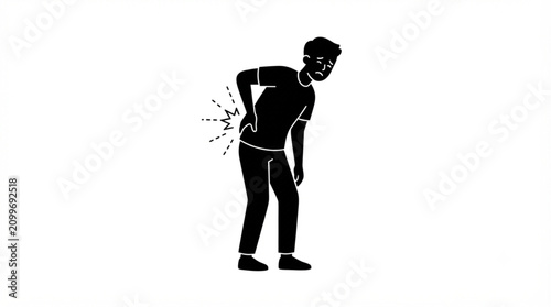 Tableau sur toile Silhouette of a man suffering from severe back pain