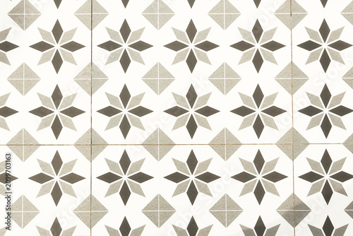 Geometric background pattern on ceramic floor tiles