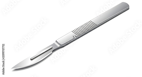 Medical scalpel isolated on white. Surgical steel blade for clinical operations.