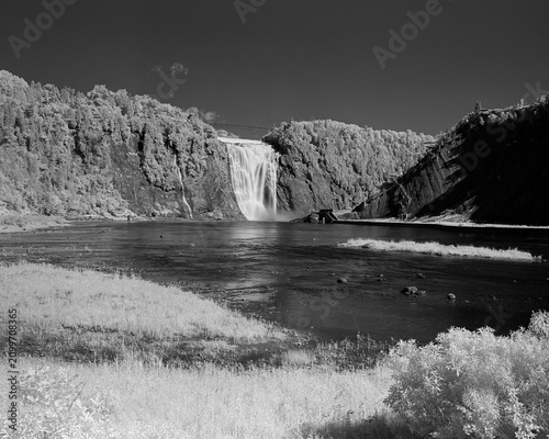Chute Montmorency, Quebec, shot on medium format infrared film in black and white.