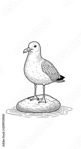 Seagull Standing on a Rock ...