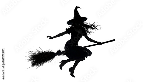 Silhouette Witch Flying Bro...