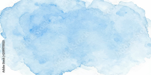 Fotografie Blue Watercolor Sky Background with Fluffy White Clouds and Bright Summer Clouds