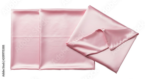Soft Pink Silk Pillowcase Folded Isolated Transparent Background Luxurious Satin