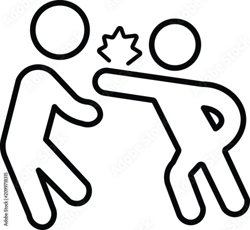 Fotografía Physical fight line icon vector, aggressive conflict between two people, domesti