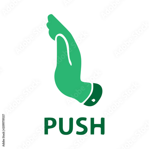 Green Push Hand Symbol