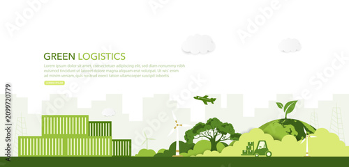 Green logistics or Sustainable transport. Sustainable development economy and clean. transport icon for business sustainable strategy. Green vector.