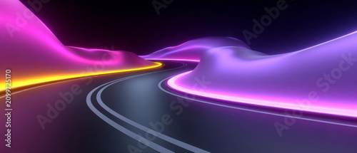 Glowing wave-shaped road