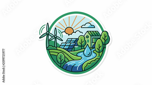 Eco-friendly rural landscape with renewable energy sources