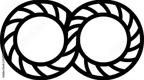Tableau sur toile Infinity symbol, endless loop, two circles intertwined, black and white graphic