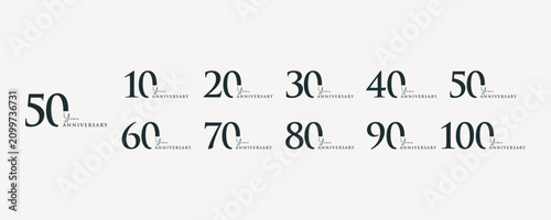 set of number anniversary years logo template for event, invitation, greeting, web.