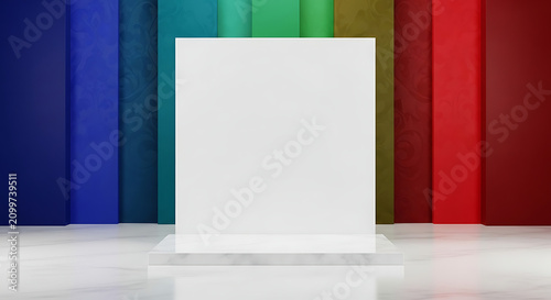 Blank white square frame mockup. Empty poster board for design presentation.