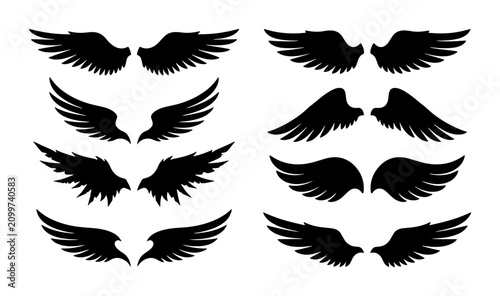 Foto 70 Diverse Wing Silhouettes Collection, Vector Icons Set, Angelic and Tribal Des