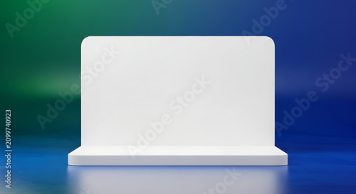 White blank tablet on reflective surface for digital design mockups. Minimalist tech device template for app or website presentation.