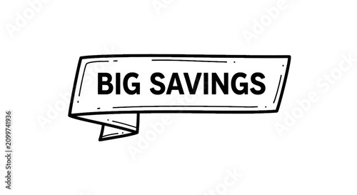 фотографія Big savings black and white ribbon banner.