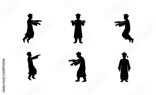 Canvastavla 70 Zombie Silhouettes Set, Walking Dead Figures, Spooky Halloween Icons, Undead