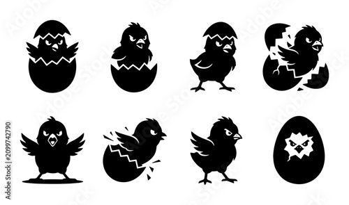 Canvas Print 70 Cute Chick Icons, Baby Bird Vector Set, Easter Egg Hatching Graphics, Spring