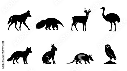 Photography 70 South American Wildlife Silhouette Collection: Diverse Fauna Vector Icons for