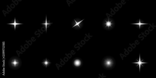 Foto glowing light sparkle effect set