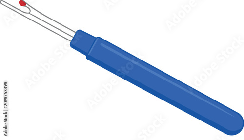Canvastavla Sewing seam ripper tool with blue plastic handle vector illustration for tailori