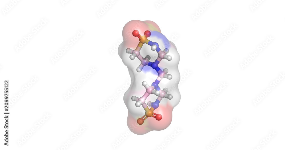 Fototapeta premium Taurolidine, antimicrobial and anti endotoxin agent for catheter lock solution and infection prevention, 3D molecule 4K