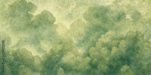 Quadro su tela Abstract Green Textured Background with Grainy Pointillist Effect and Cloud Patt