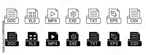 Tableau sur toile file formats document icon set