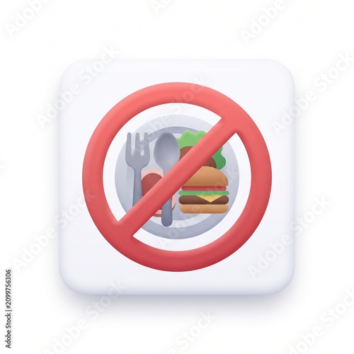 No food allowed prohibition sign icon