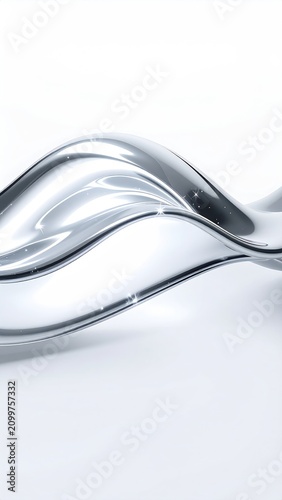 Sleek, polished chrome twisting form on a bright white background