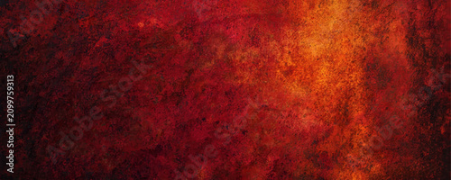 Red Abstract Grunge Texture Background Banner with Weathered Rusty Surface Effect