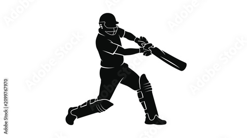 Vászonkép Cricket player in action swinging bat.