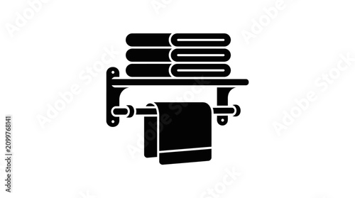 Foto Towel Rack with Rolled Towels.