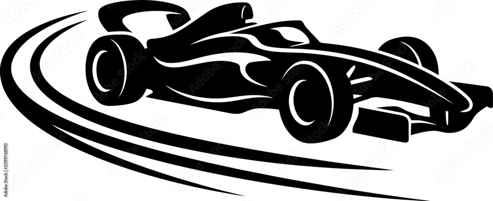 Obraz premium Formula one race car vector silhouette illustration