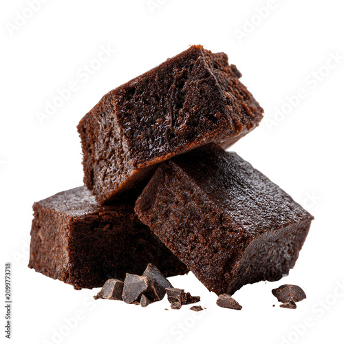 chocolate pieces isolated on white