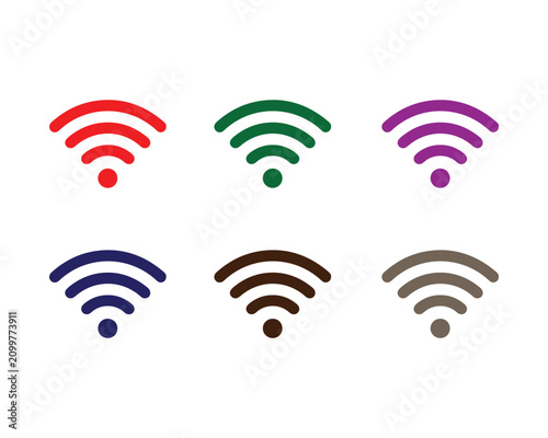 Obraz na plátně Colorful wireless network icons with signal strength