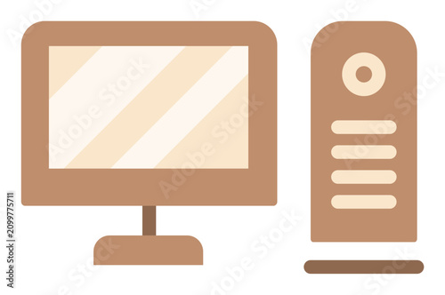 Cute Computer Sticker. Modern Technology Icons