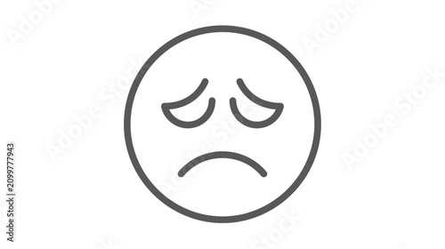 Fotografie Sad face icon, simple line drawing emotion
