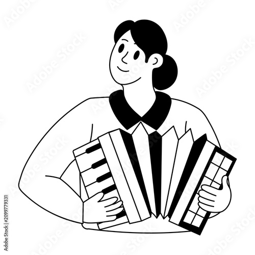 Принти на полотні A hand drawn style illustration of an accordionist