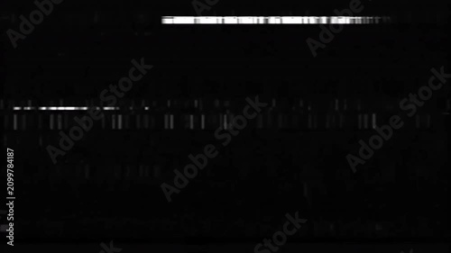 Abstract Digital Glitch Interference on Black Screen.