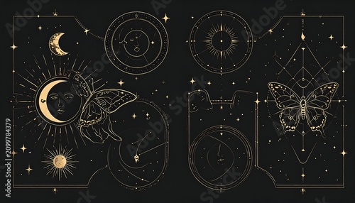Abstract digital art of interconnected gears and cosmic elements.